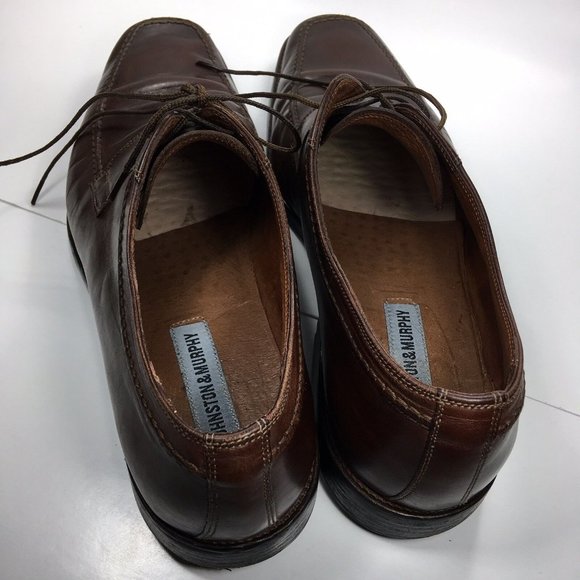 Johnston & Murphy Mens Leather Dress Shoes sz 11.5 M Made in Italy Dark Brown - Picture 5 of 12